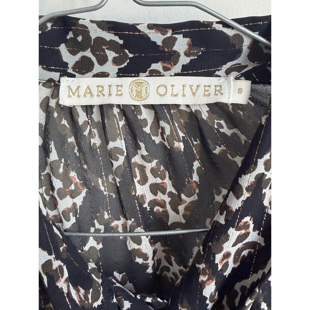 Marie Oliver Lauren Mixed Print Long Sleeve Blouse with Scarf Detail Black Small - Picture 7 of 13